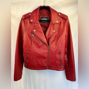 Levi Strauss & Co Red Faux Leather Jacket - Size Small